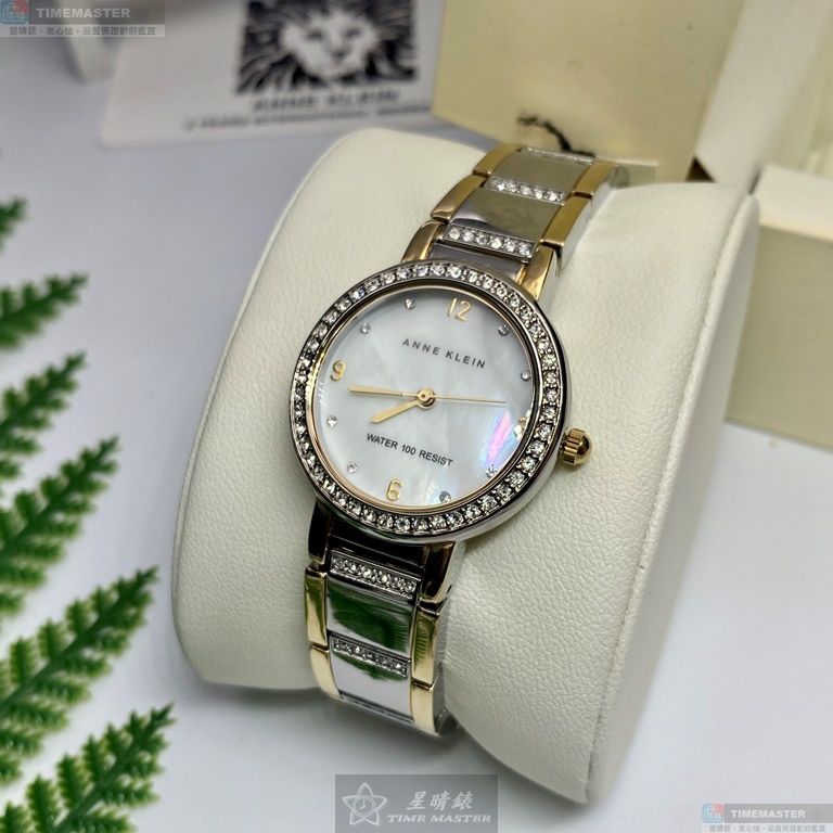 [星晴錶業]AnneKlein手錶,28mm,AN00631銀色錶面銀錶殼金銀相間精鋼錶帶款, , large