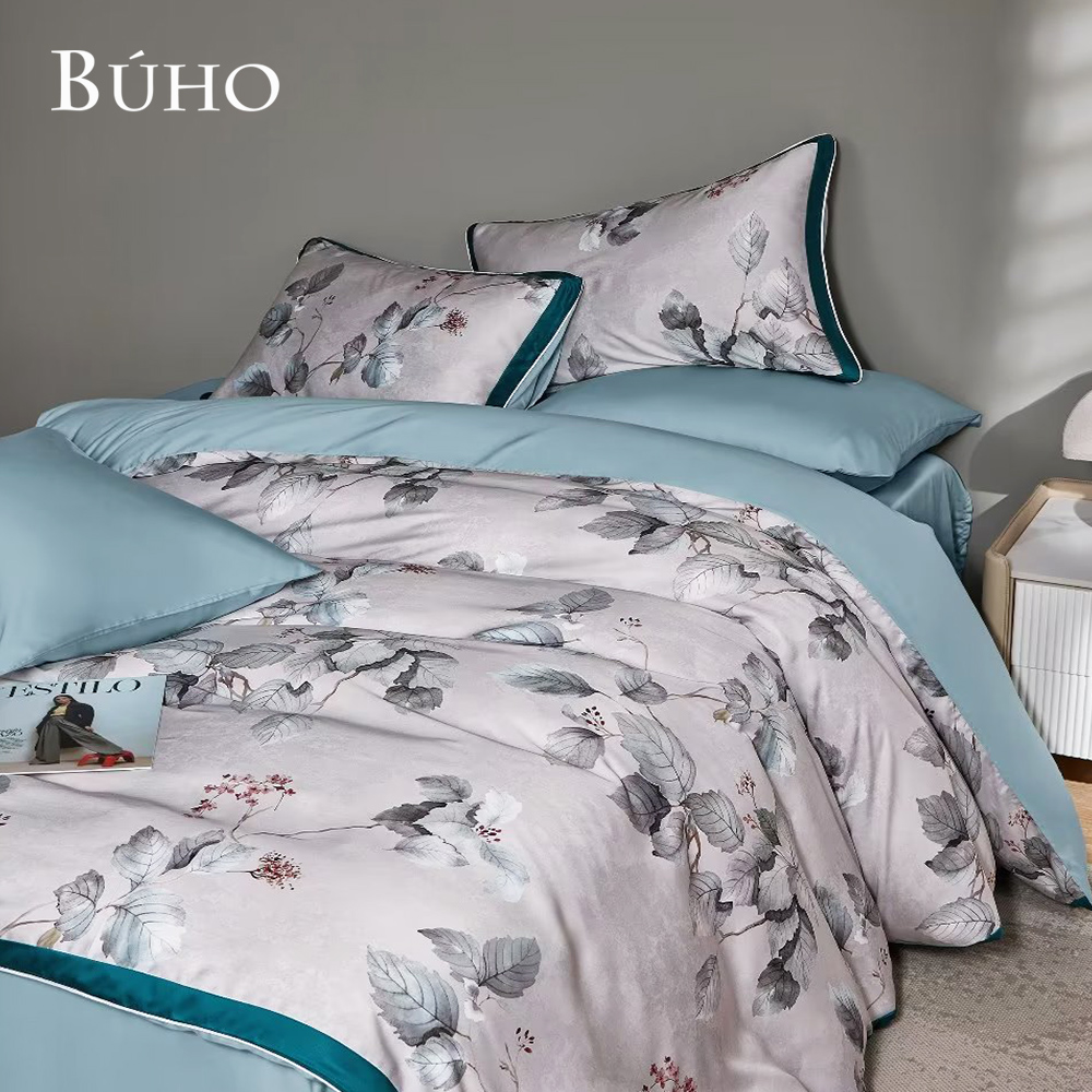 BUHO "Ya Tong (Gray)" 60-count 100% TENCEL pure Tencel full-covered cotton dual-purpose quilt winter bag set - double size, , large