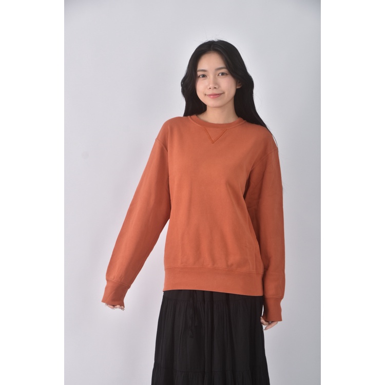 (S) uniqlo質感棉質橘色長袖上衣二手衣