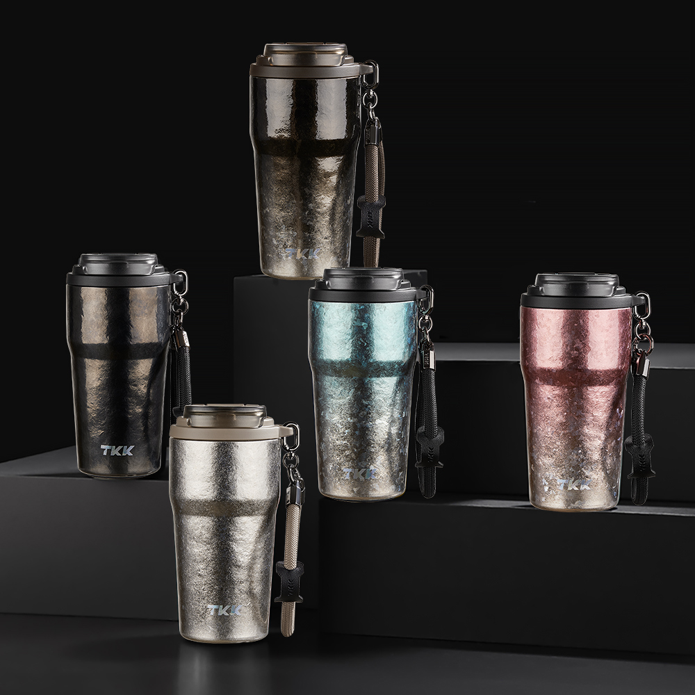 【TKK】洛奇系列 純鈦Ti 咖啡杯 保溫杯 隨身杯 630ML(提繩+直飲+吸管)-鈦金屬, , large