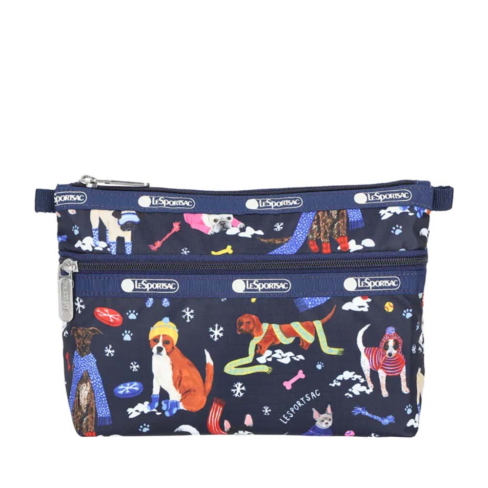 |快速出貨|Lesportsac Cosmetic Clutch 雙層拉鍊收納化妝包/ 雪國汪星人, , large