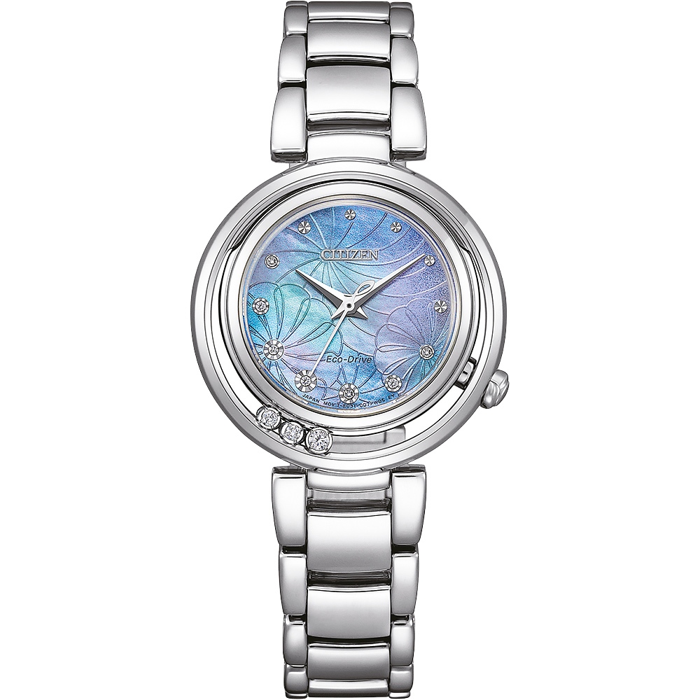 CITIZEN 星辰 L系列 鑽石花朵光動能女錶 EM1110-81N, , large