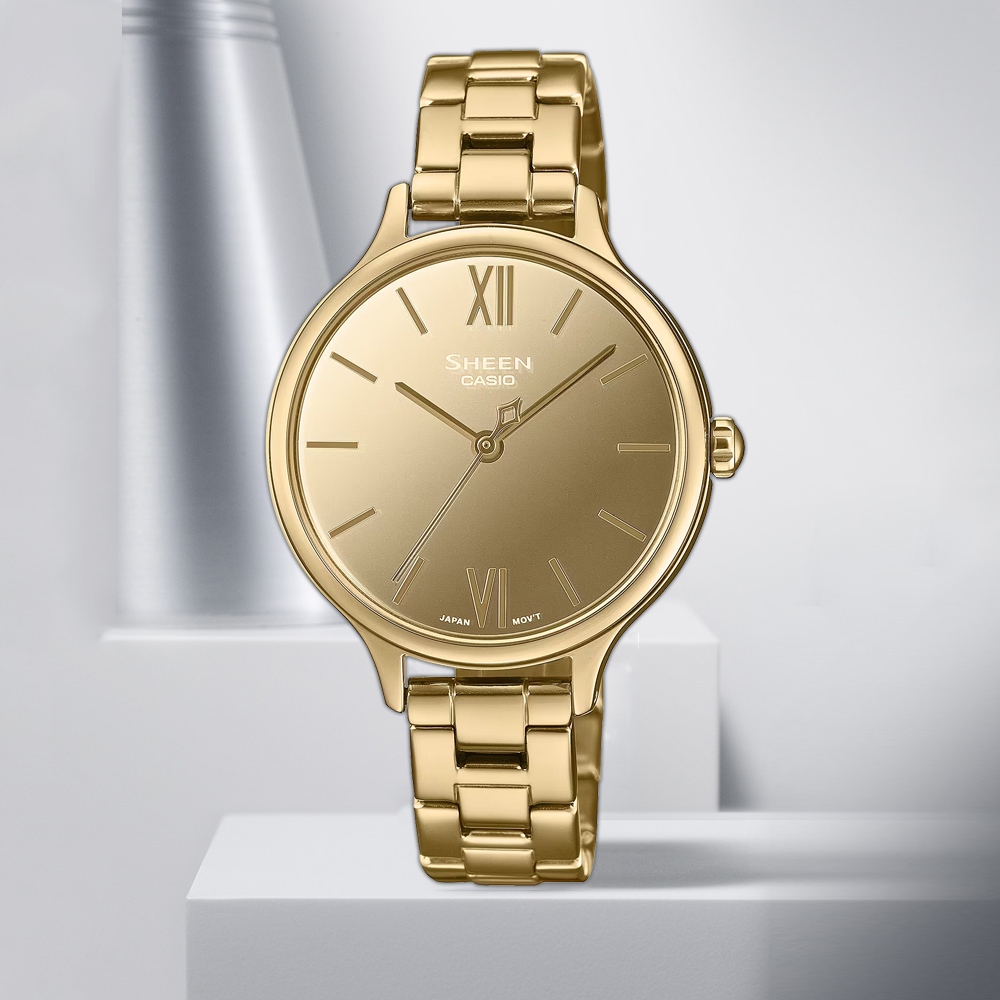 CASIO 卡西歐 SHEEN 鏡面拋光女錶 SHE-4560G-9A, , large