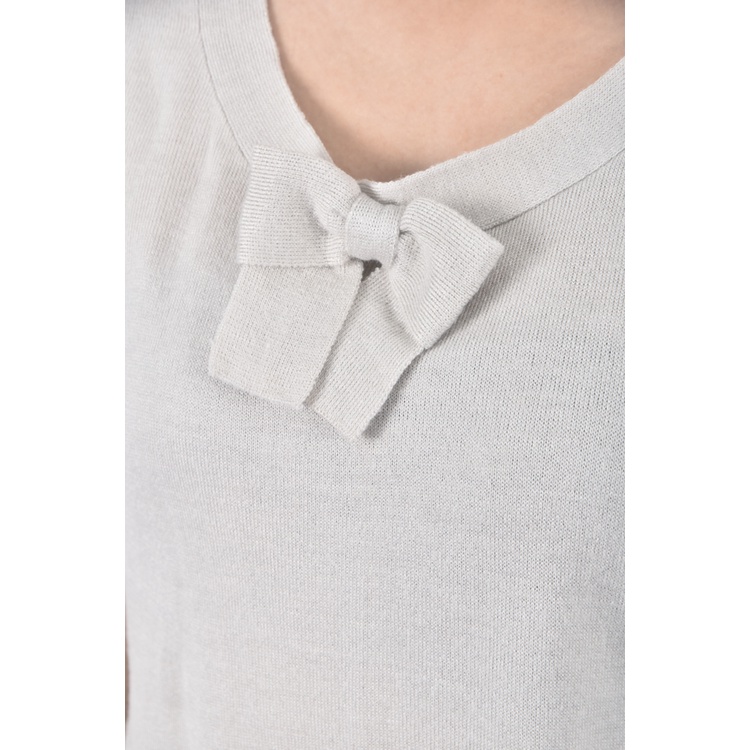 (M) iris質感蝴蝶結灰色短袖上衣二手衣, , large