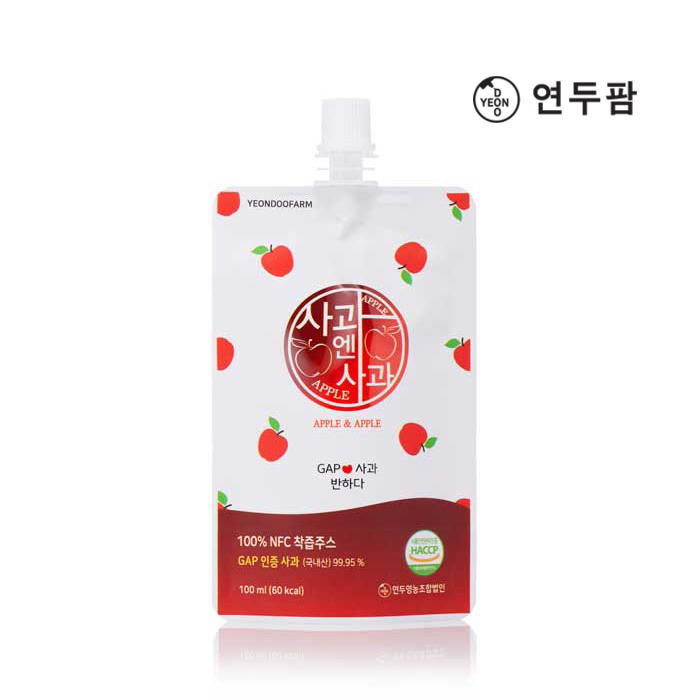 【韓國YEONDOOFARM妍杜農場】NFC 100% 好農蘋果汁 10入/散裝 贈保溫(冷)便當手提袋-隨機不挑色, , large