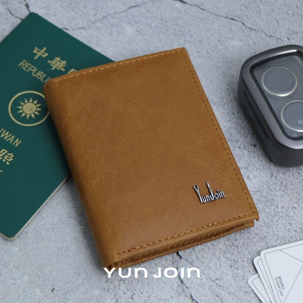 【YUNJOIN】Eterna 直立式真皮短夾-黑色  (男用/女用 多卡位收納皮夾), , large