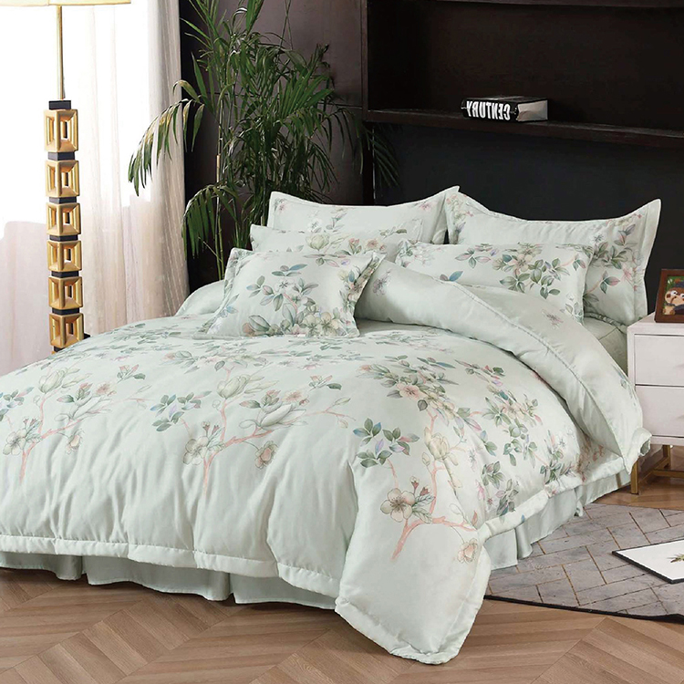 FITNESS_100%純天絲頂級60S雙人加大七件式床罩組-花寐, , large