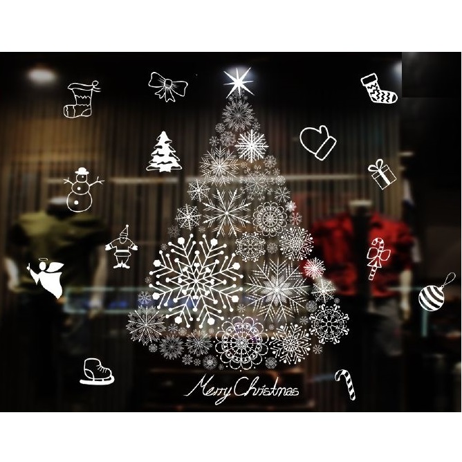 聖誕靜電窗貼-雪景聖誕樹, , large