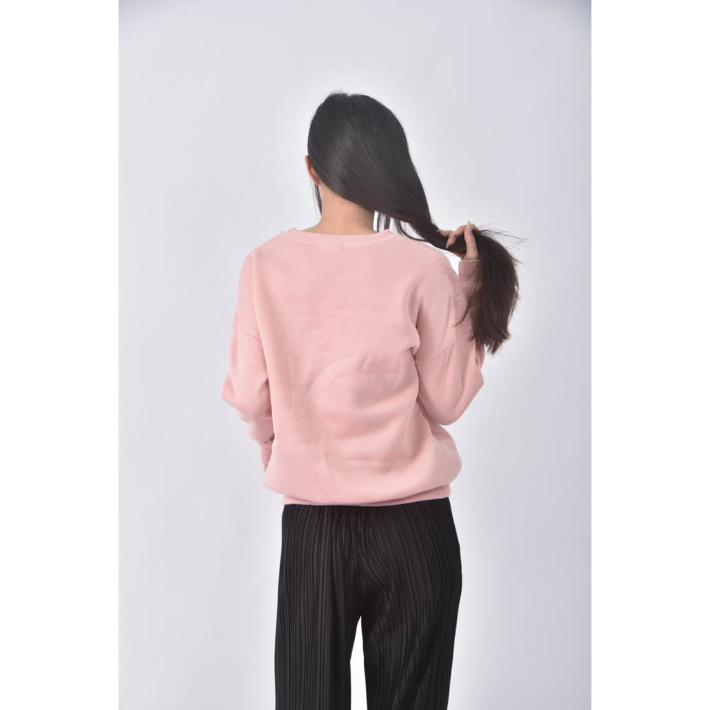 (F) 【又又私服】playroom韓牌運動素面粉色長袖上衣二手衣, , large