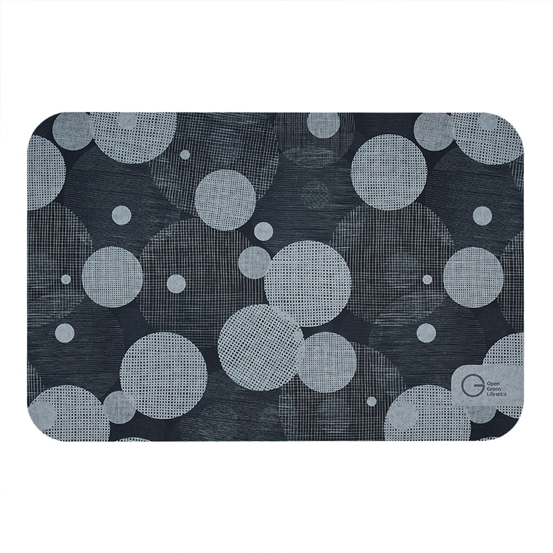 【Monster】Thick Soft Diatomaceous Earth Absorbent Mat – Circle Flow (60x40cm) – Slate Blue