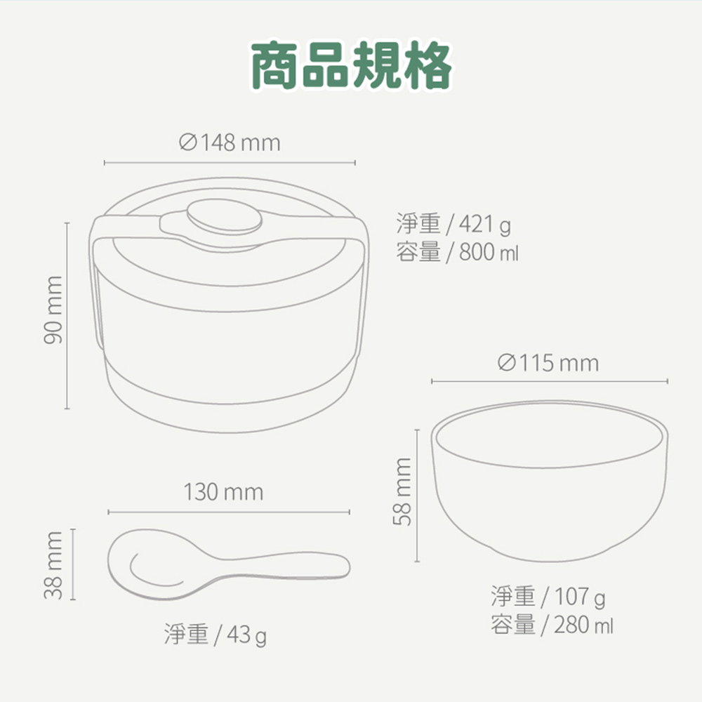 【KOM】角落小夥伴 ECO易扣防漏雙層隔熱304不鏽鋼便當盒(飯碗/湯碗/菜盤), , large