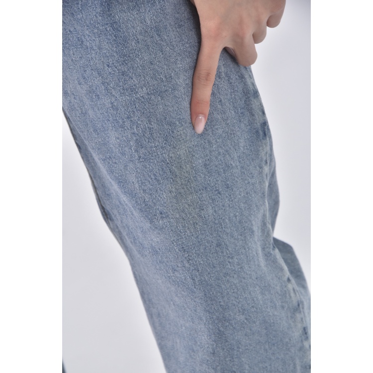 (L) bear two高腰丹寧牛仔不修邊藍色長褲二手衣, , large