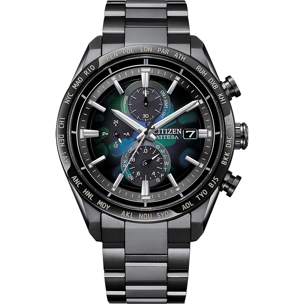 CITIZEN 星辰 100週年限量宇宙幻彩 鈦金屬光動能電波手錶 AT8286-65E, , large