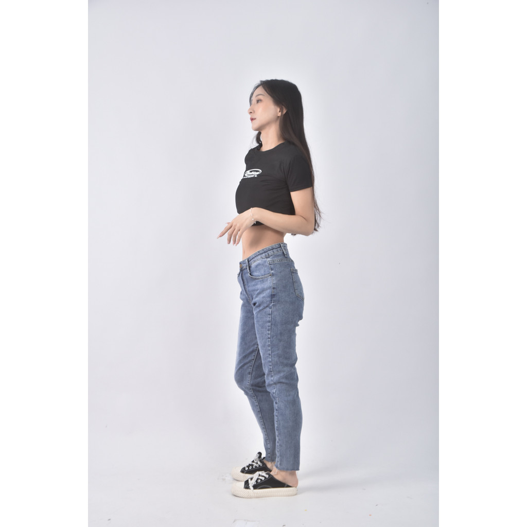 (L) i jeans丹寧牛仔棉質緊身藍色長褲二手衣, , large