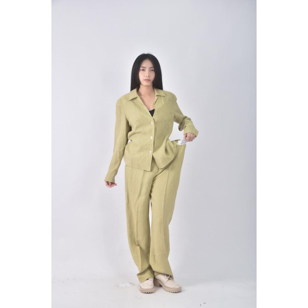 (4XL（含）以上) gbr西裝條紋綠色套裝二手衣, , large