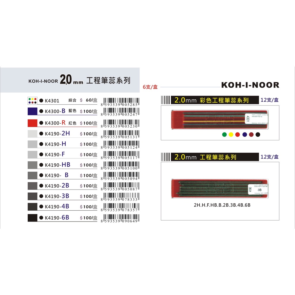 普思AP KOH-I-NOOR 2.0mm工程筆芯(多款)K4190-F, , large