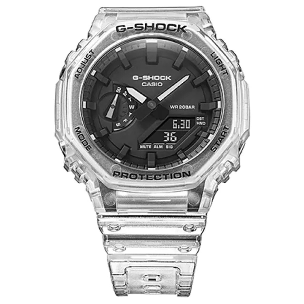 CASIO 卡西歐 G-SHOCK 透明特別版 八角 電子錶 GA-2100SKE-7A, , large