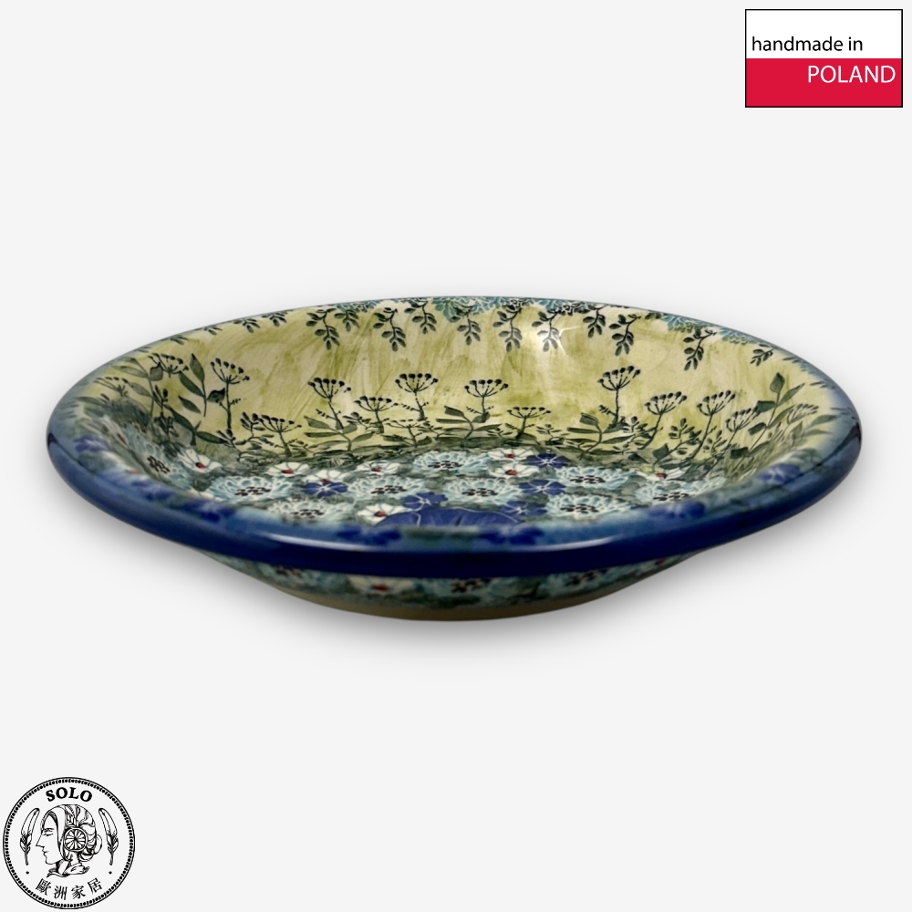 【SOLO歐洲家居】波蘭製 Cerraf 波蘭陶 22.5cm 深圓盤 意麵盤 圓盤 藍野芳蹤系列, , large