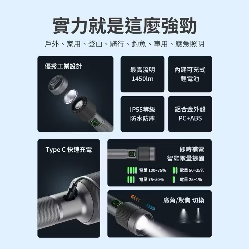 【Leo手機周邊專賣店】PHILIPS飛利浦 多功能手電筒 / 2150流明, , large