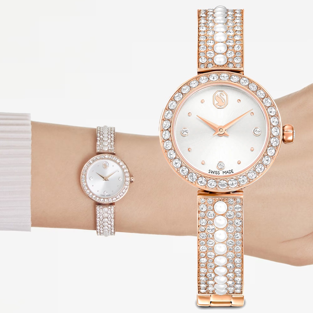 SWAROVSKI 施華洛世奇 Matrix Pearl 水晶珍珠手鐲式手錶 女錶-29mm 送禮推薦 5705406, , large