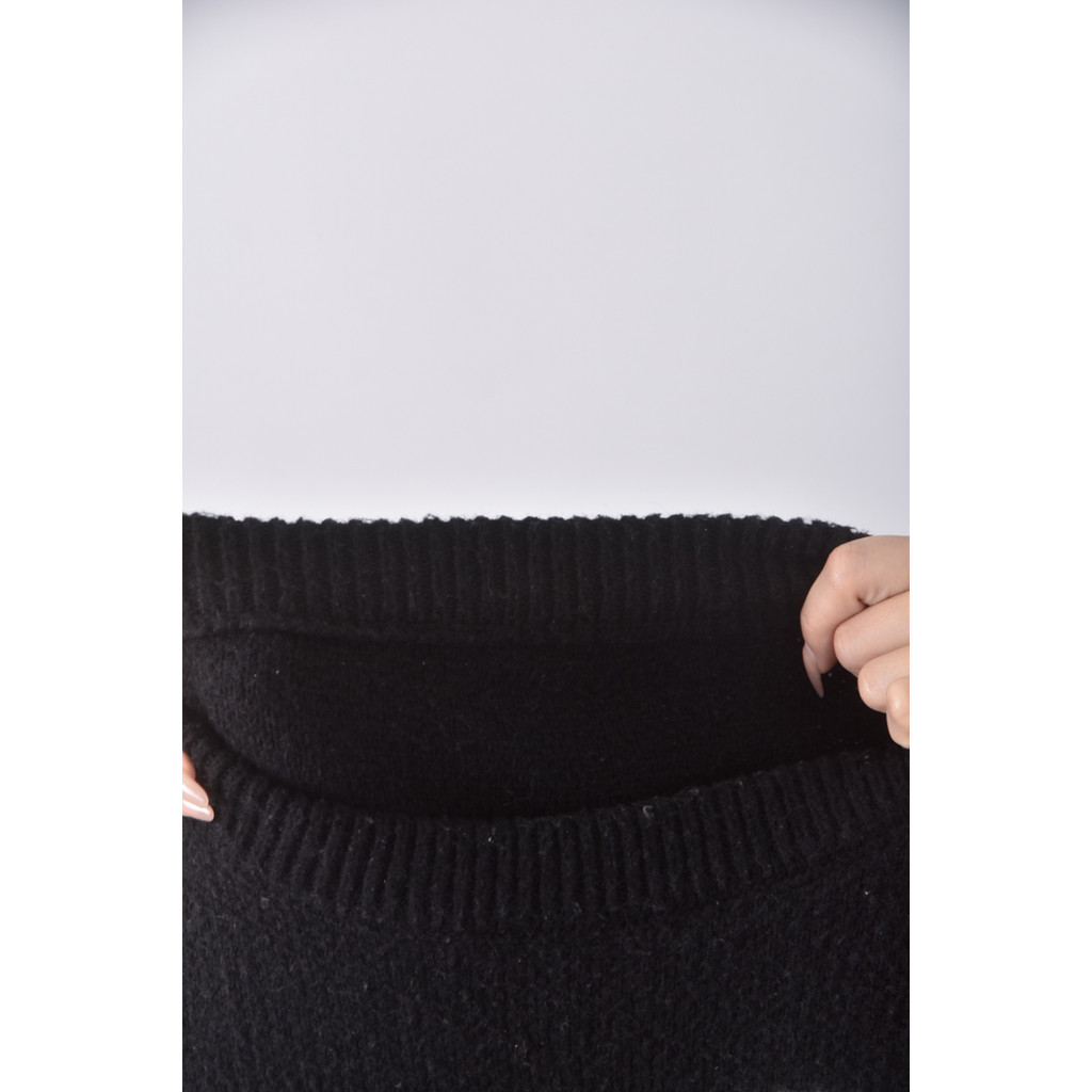 (2XL) 質感圖案黑色長袖上衣二手衣, , large