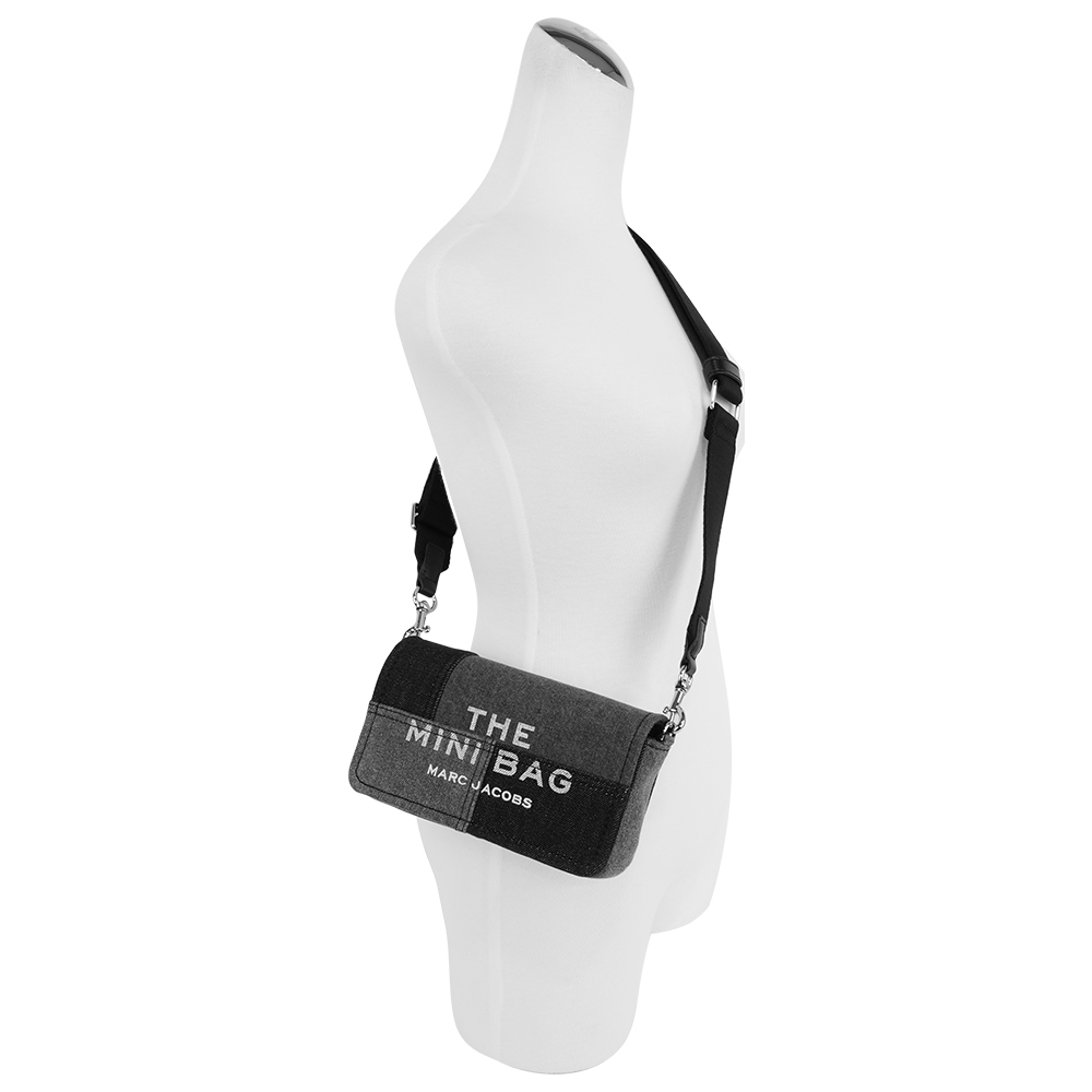 MARC  JACOBS The Denim 棉質牛仔迷你翻蓋包(黑色), , large