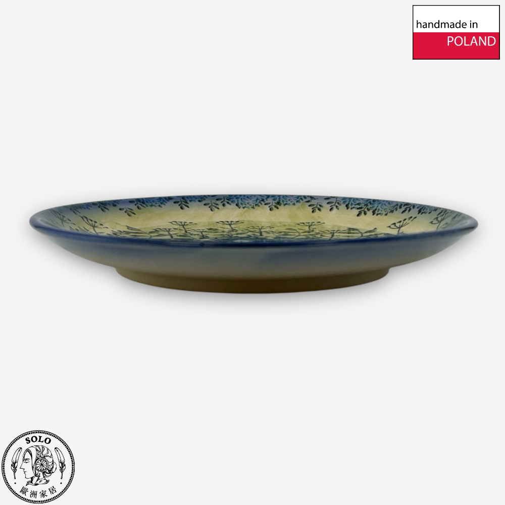 【SOLO Vintage】Cerraf Polish Pottery 19cm Round Plate Traces of Fragrance in the Blue Fields Series Made in Poland, , large