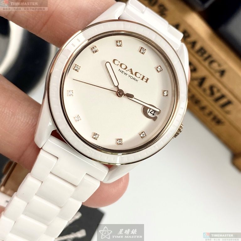 [星晴錶業]COACH手錶,36mm,CH00021白色錶面白錶殼白陶瓷錶帶款, , large