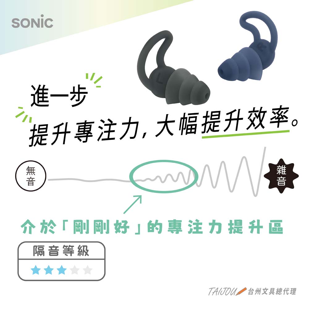 【龍品文創】日本SONIC SP-2037 專注耳塞-D靜心黑, , large