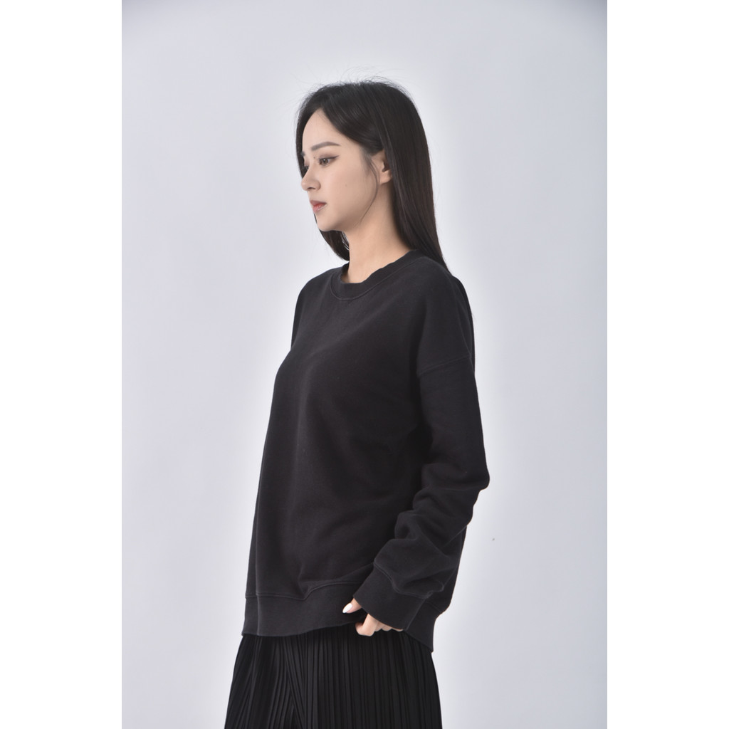 (XL) gu棉質簡約黑色長袖上衣二手衣, , large