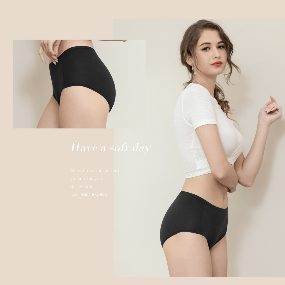 【Clany可蘭霓】竹碳天絲棉抑菌中腰內褲M-XL 黑色 2220-63, , large