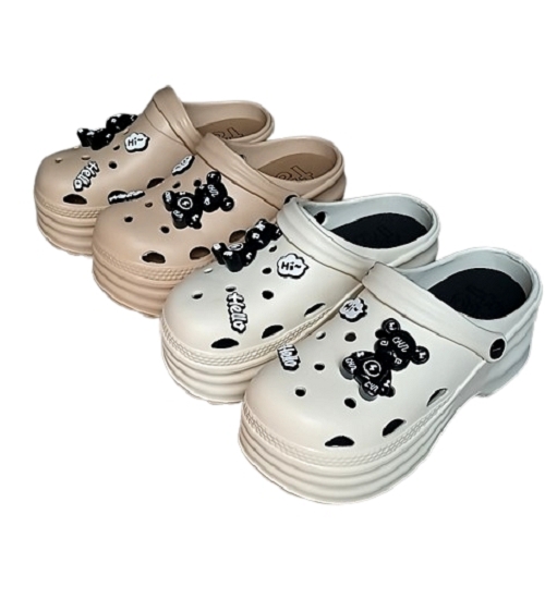 [e shoe store] Amy's height-enhancing women's hole shoes/gardener shoes/waterproof slippers Khaki 23.5CM