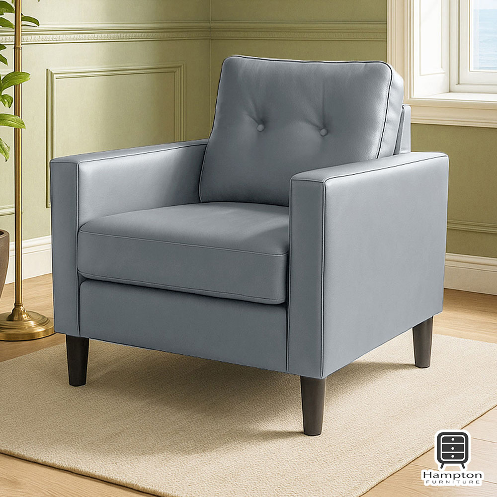【Hampton 漢汀堡】哈特利單人沙發耐磨皮-石墨灰
