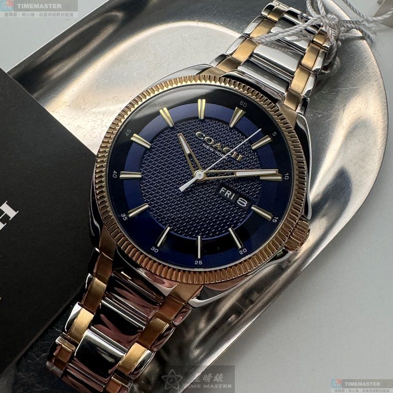 [星晴錶業]COACH手錶,44mm,CH00222寶藍色錶面金色錶殼金銀相間精鋼錶帶款, , large