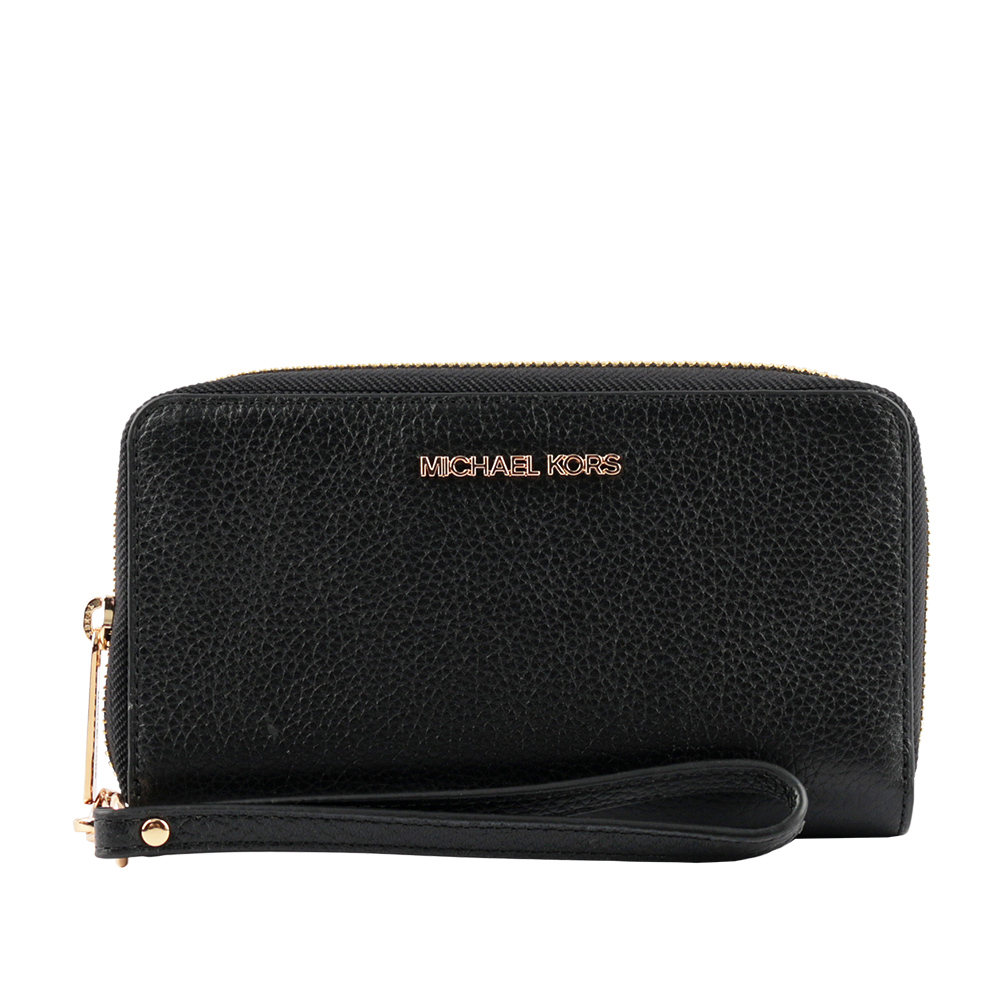 Michael Kors JET SET TRAVEL素面皮革中夾/手拿/黑色, , large