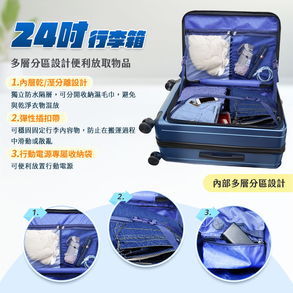 【HJY】鴻嘉源 激省空間深開擴容行李箱24吋-淺綠, , large