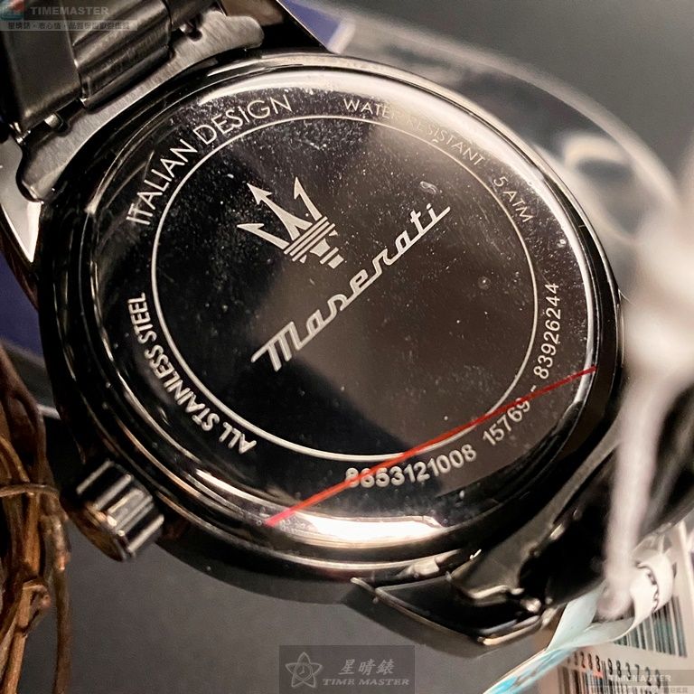 [星晴錶業]MASERATI手錶,44mm,R8853121008黑色錶面黑錶殼深黑色精鋼錶帶款, , large