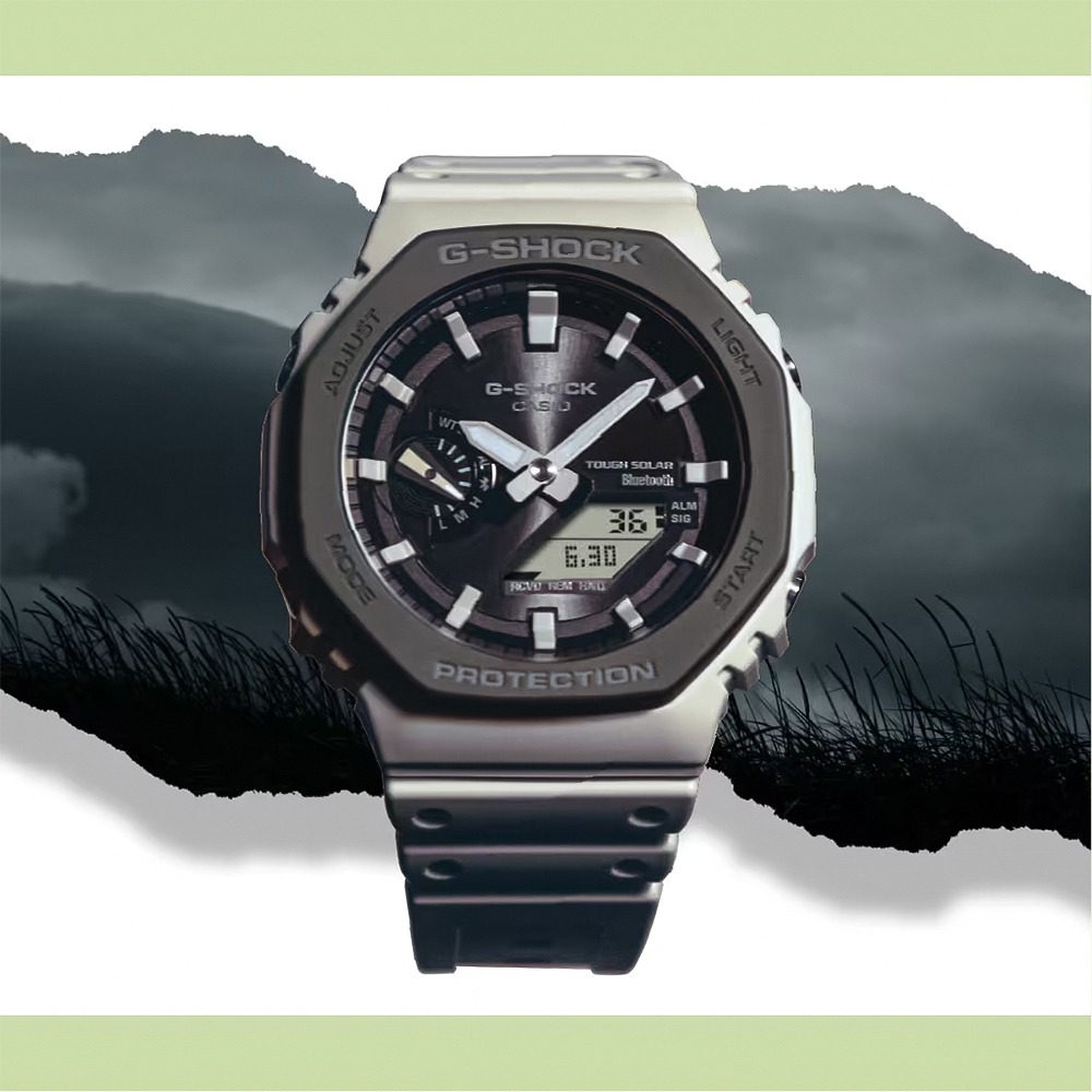 CASIO 卡西歐 G-SHOCK 運動風極簡八角 太陽能電力智慧藍牙手錶 GA-B2100LUU-5A, , large