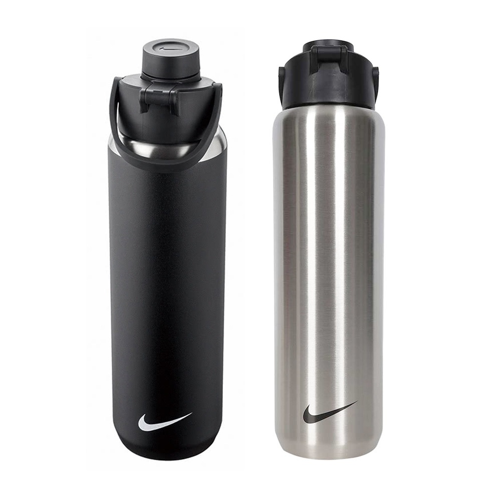 NIKE SS RECHARGE 大口徑保冷瓶 24OZ 運動水壺 隨身杯 水瓶 轉蓋 便攜 人體工學 防漏 黑 銀黑, , large