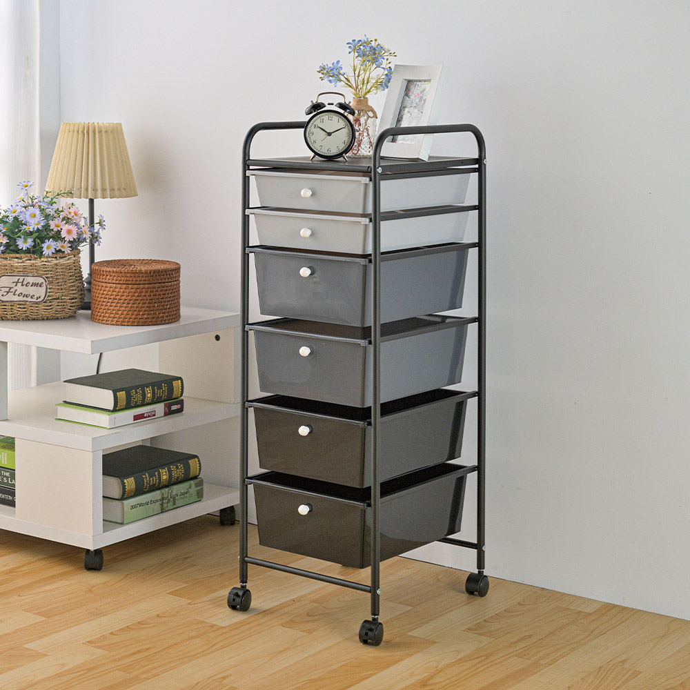 【H&R安室家】台製4大2小六層漸層不透光抽屜車G053A, 奶茶色, large