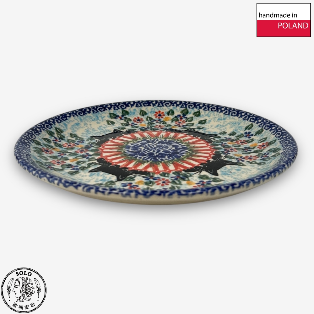 【SOLO Vintage】Cerraf Polish Pottery 17cm Dessert Plate Round Plate Black Cat Garden Series Made in Poland, , large