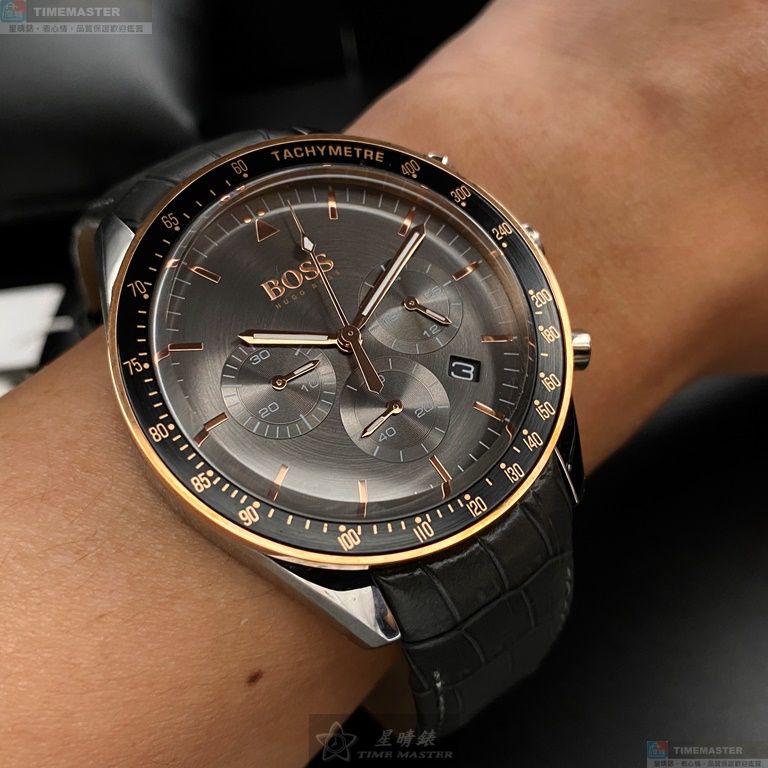 [星晴錶業]BOSS手錶,42mm,HB1513628古銅色錶面古銅色錶殼咖啡色真皮皮革錶帶款, , large