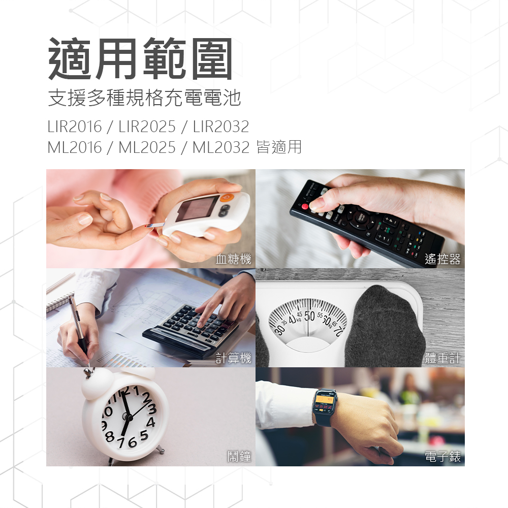 [HANLIN]-LIRusb 鈕扣鋰電池USB充電器 #LIR2016，LIR2025，LIR2032，ML2016，ML2025，ML2032, , large