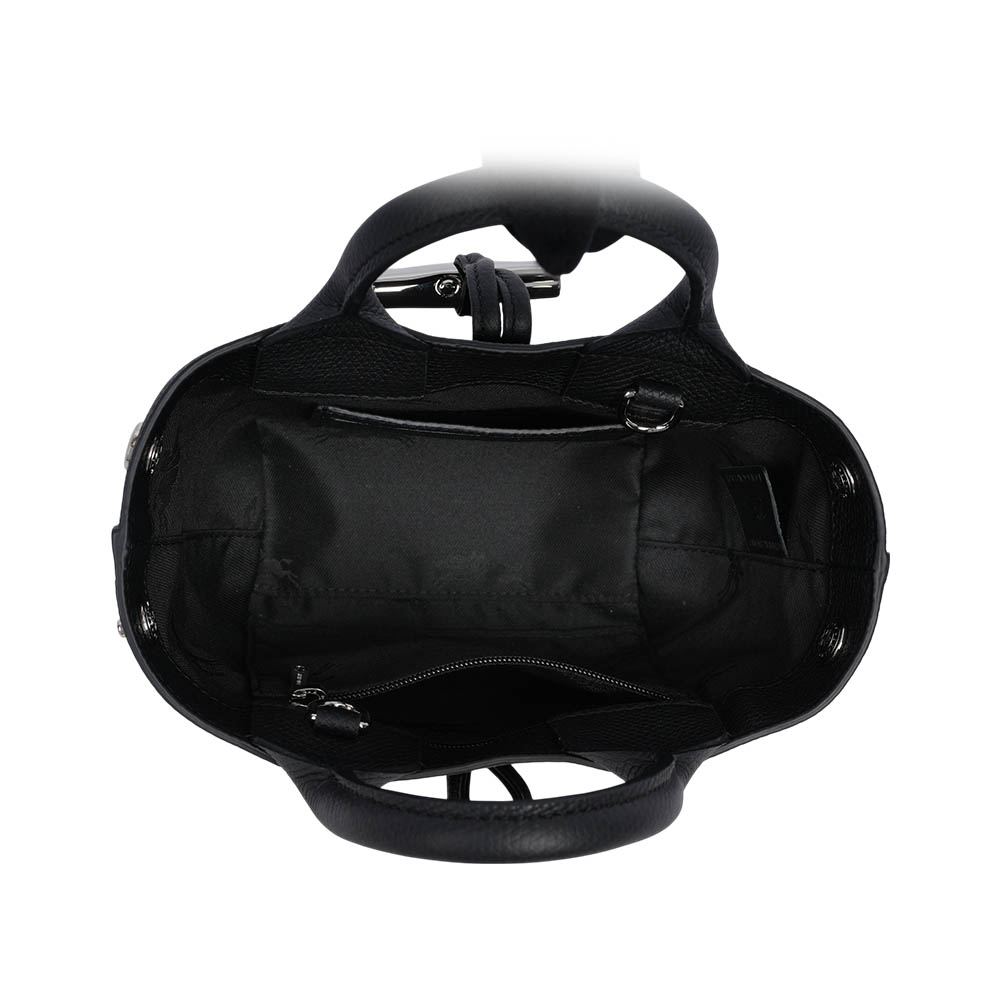 LONGCHAMP Roseau XS 竹節釦牛皮手提/斜背迷你二用包/黑色, , large