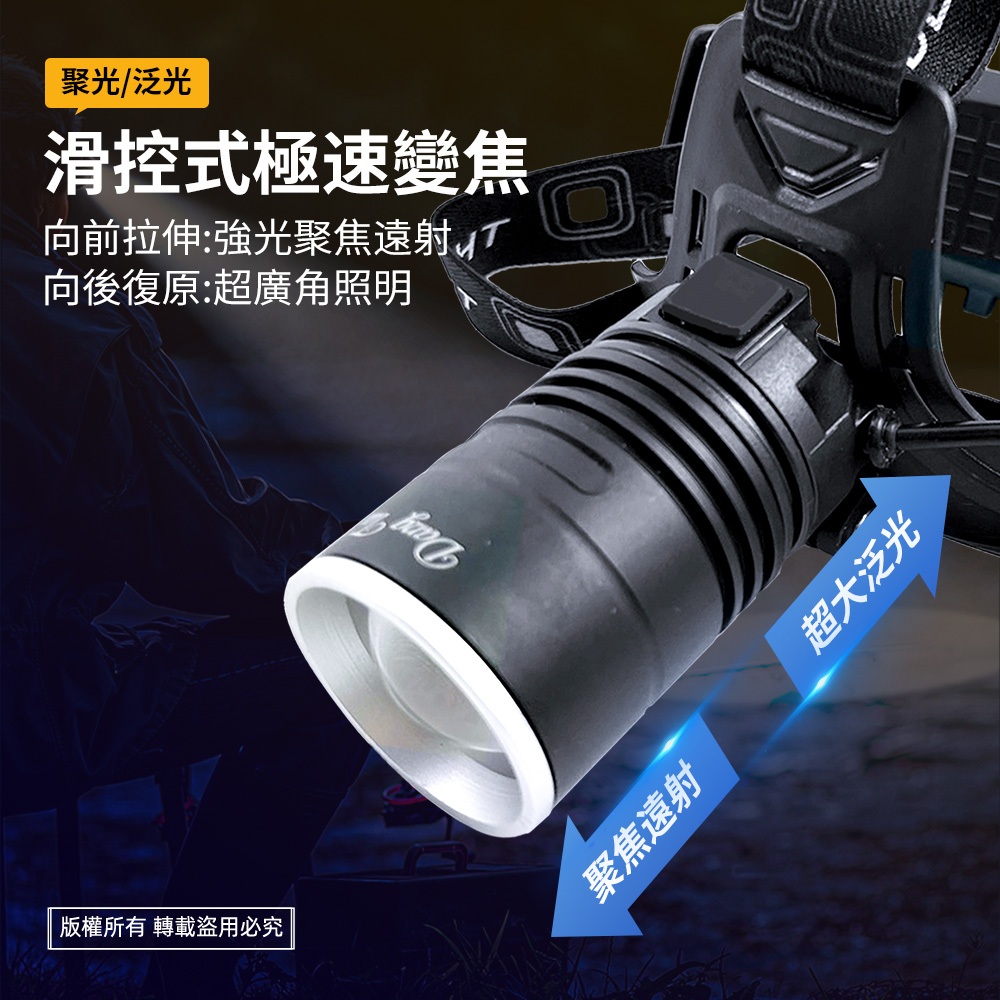 WT-279 東泰 超激亮頭燈 100W白光LED・紅藍尾燈・3段調光・雙鋰電池式, , large