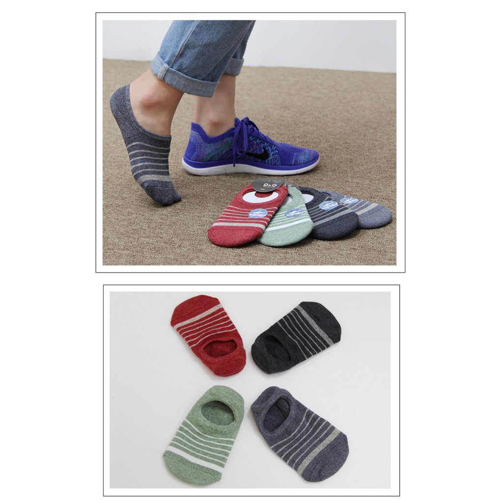 【D&G】條紋足底圈絨隱形女襪<鐵灰>D374 氣墊 毛巾底 襪子 隱形襪, , large