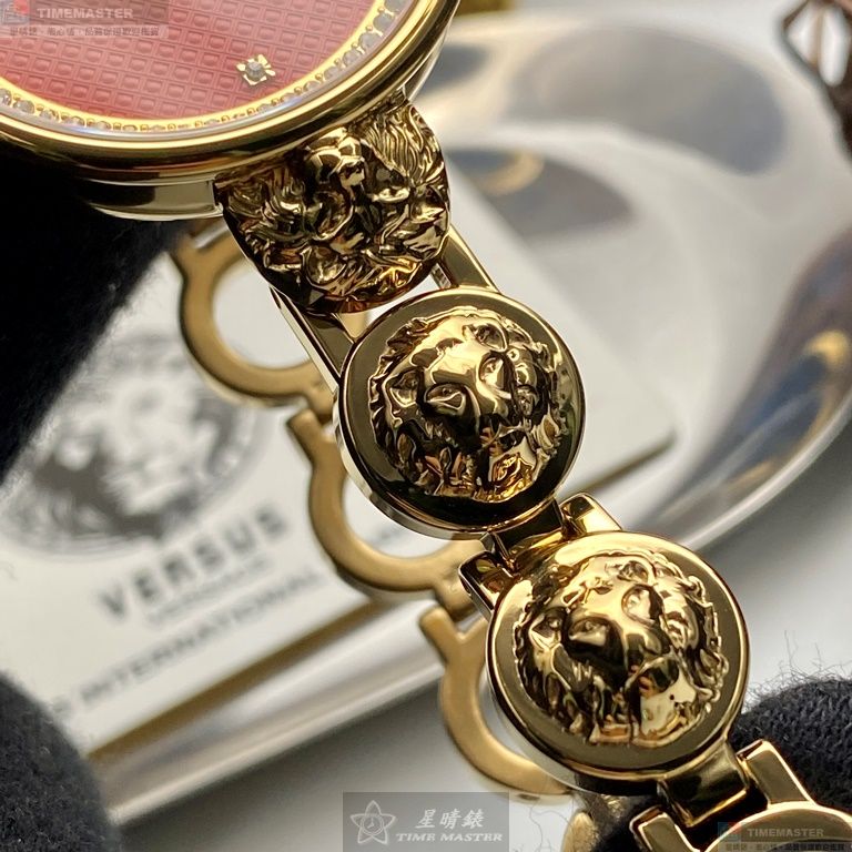 [星晴錶業]VERSUS VERSACE手錶,34mm,VV00090紅色錶面金色錶殼金色精鋼錶帶款, , large