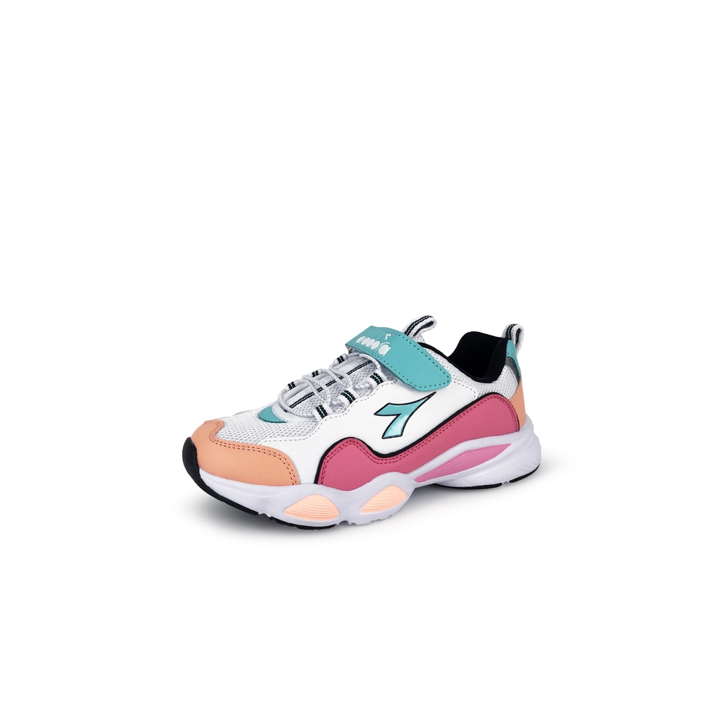 DIADORA迪亞多那 中童生活時尚運動鞋 童運動鞋 童鞋 老爹鞋 魔鬼氈 透氣 保護後跟 健康鞋墊 止滑 白粉 黑桃, , large