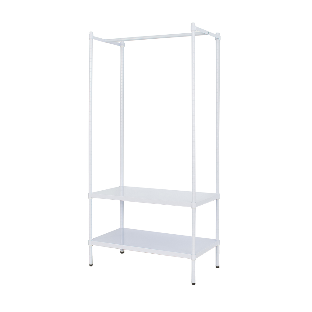 【Y HOUSE】90x45x180cm two-layer hole-free single-pole wardrobe rack, hole-free shelf, open hanger - white