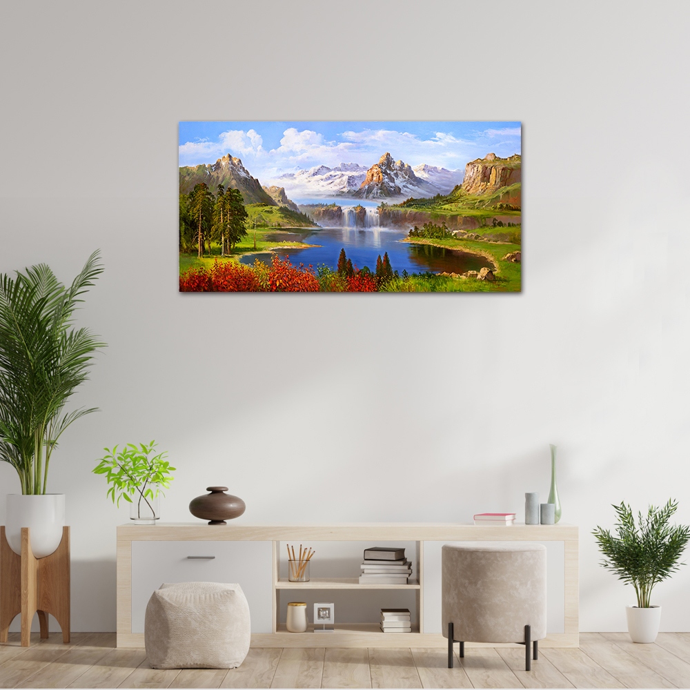 【御畫房】金山聚寶 國家一級畫師手繪油畫60×120cm(VF-116), , large